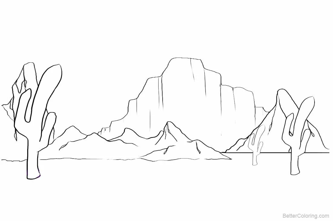 Легкие горы персонажи. Пейзаж для раскрашивания. Горы простым карандашом. Пустыня рисунок карандашом. Скалы карандашом.