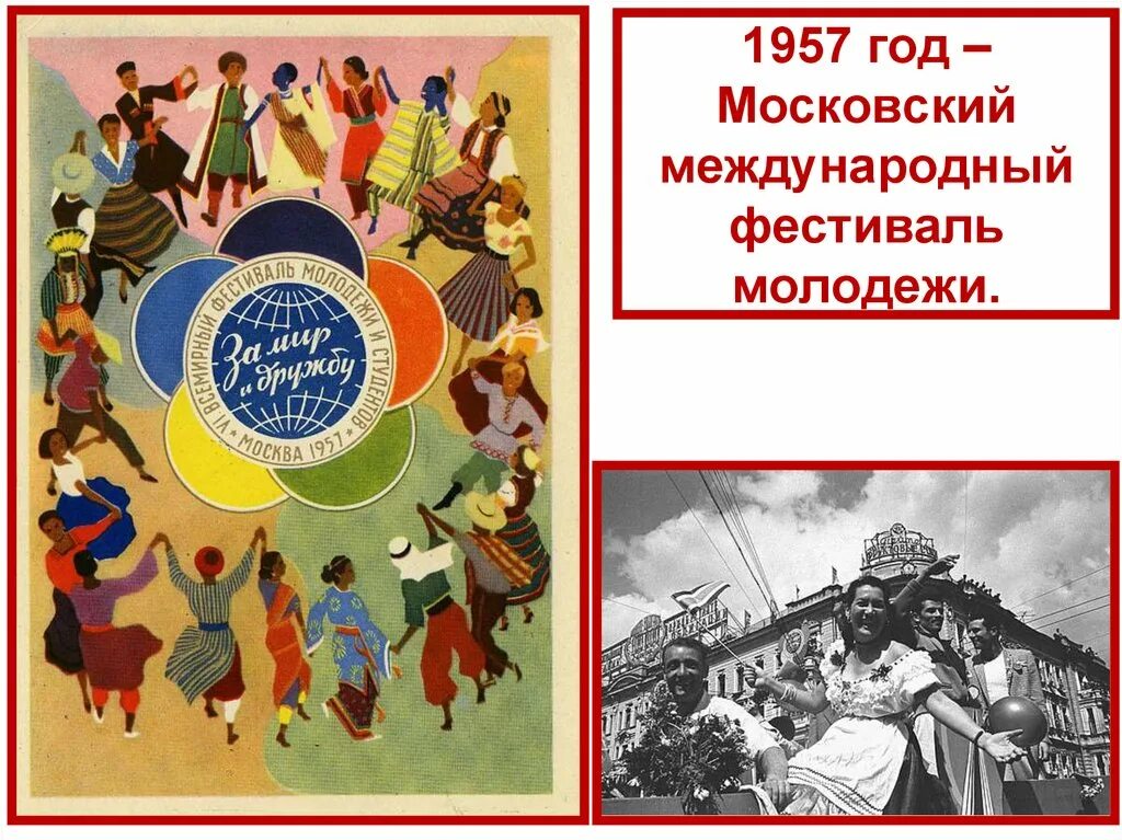 Фестиваль 1957 года. Всемирный фестиваль молодёжи и студентов 1957. 1957 Год фестиваль молодежи. 1957 Год событие в СССР. Всемирный фестиваль молодежи плакаты