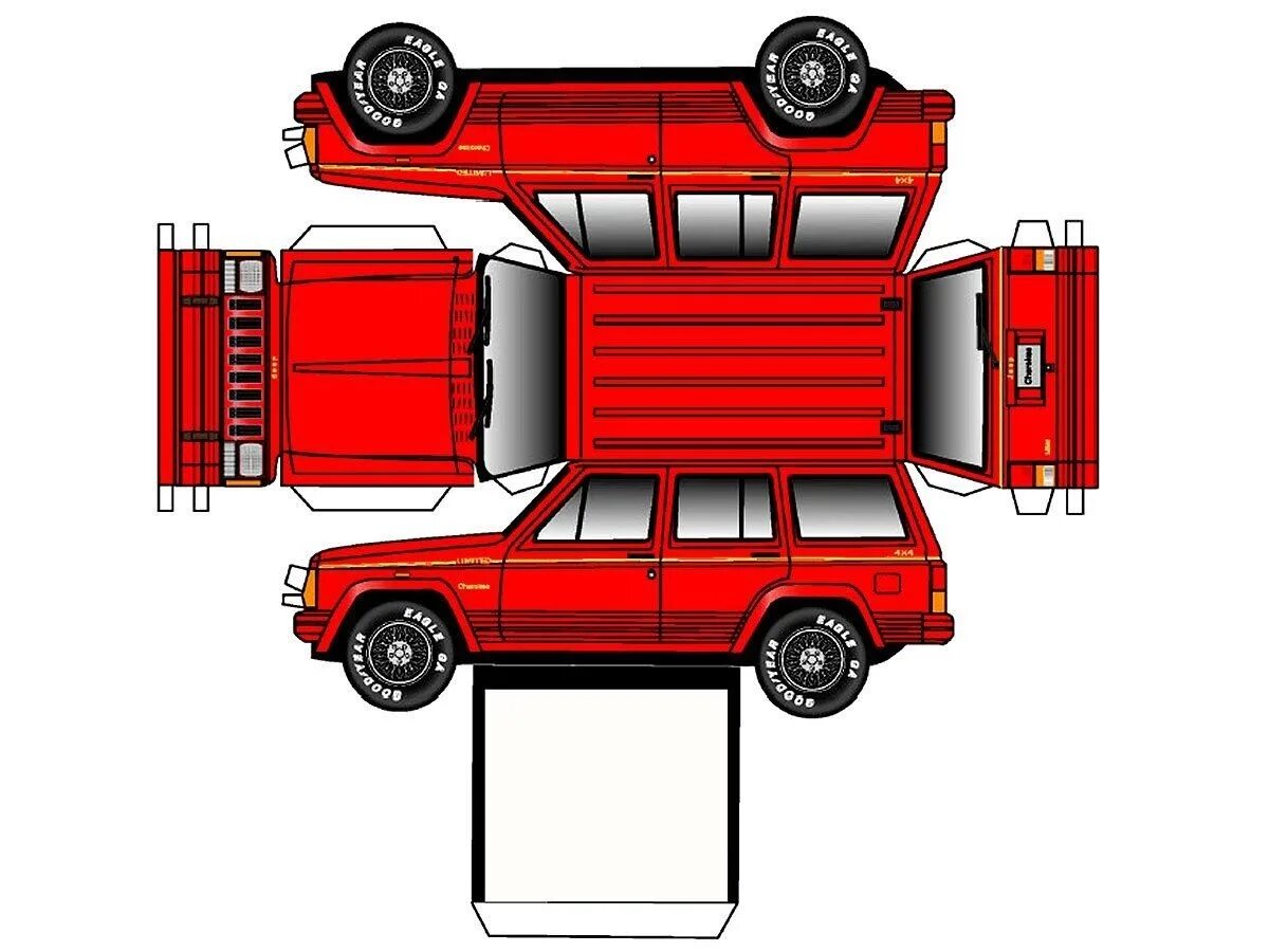 Развертка джипа Гранд Чероки. Бумажные машины. Машинки из бумаги. Развёртка автомобиля из бумаги.