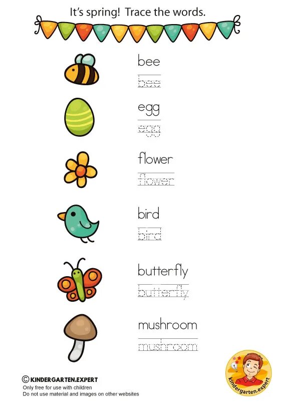 Spring for Kindergarten. Spring Words for preschoolers. Springtime Words. Spring Theme for Kids.