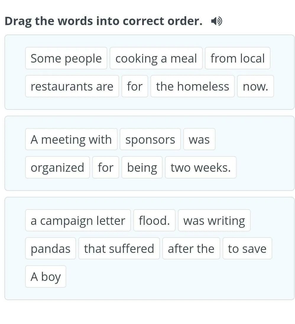 Start order 1. Drag the Words. Put the Letters into the correct order.. Put the Words into the correct order. Put the Letters in the correct order.