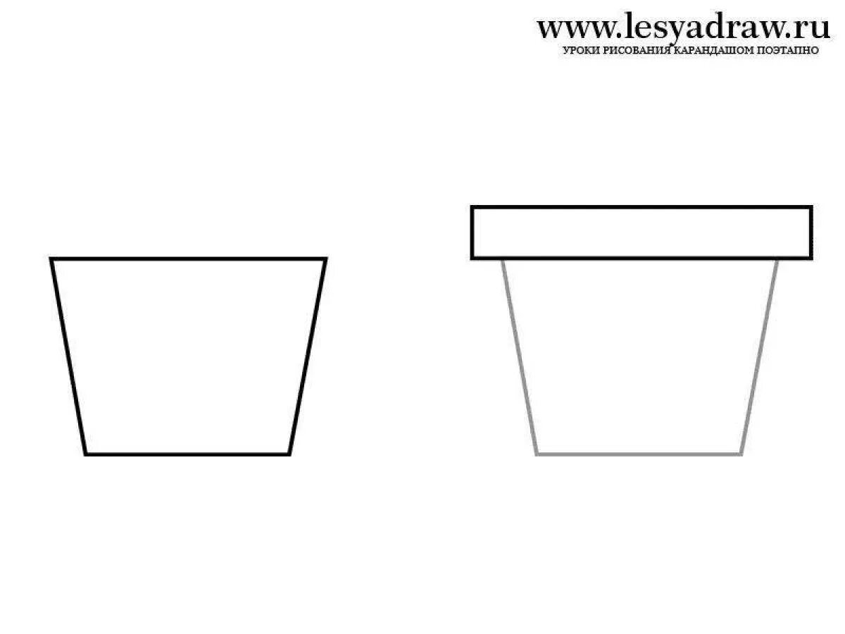 Горшок шаблон для вырезания Flower Pot Template Drawing Proportions Guide