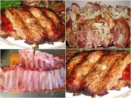 Свиные ребрышки с луком