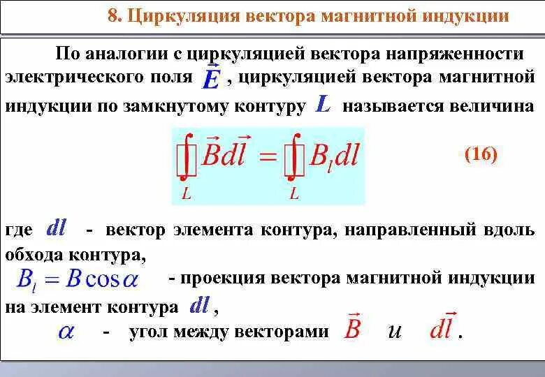 Интеграл по замкнутому контуру магнитной индукции. Циркуляция напряжённости магнитного поля по замкнутому контуру. Теорема о циркуляции напряженности магнитного поля. Циркуляция индукции магнитного поля.