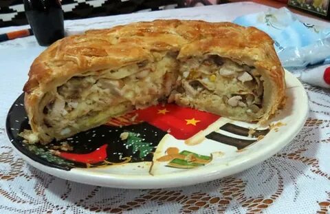 Пирог из слоеного теста рис яйцо