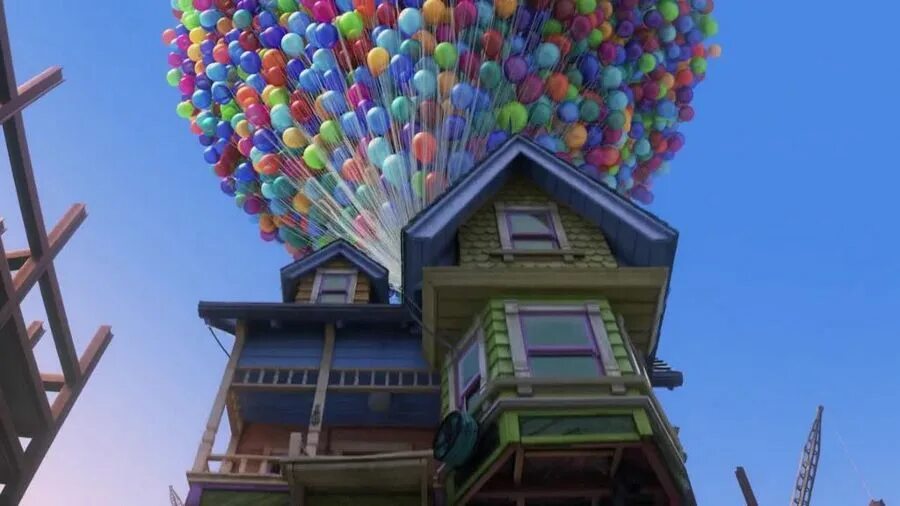 Сон летающий дом. Домик на воздушных шариках. Кадр из мультфильма вверх.