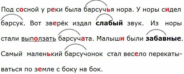 Подчеркни однокоренные слова обозначь корень. Светило яркое солнышко под сосной у реки была барсучья Нора. Под сосной у реки была барсучья Нора. Барскук корень и однокоренные слова. Барсучья корень слова.