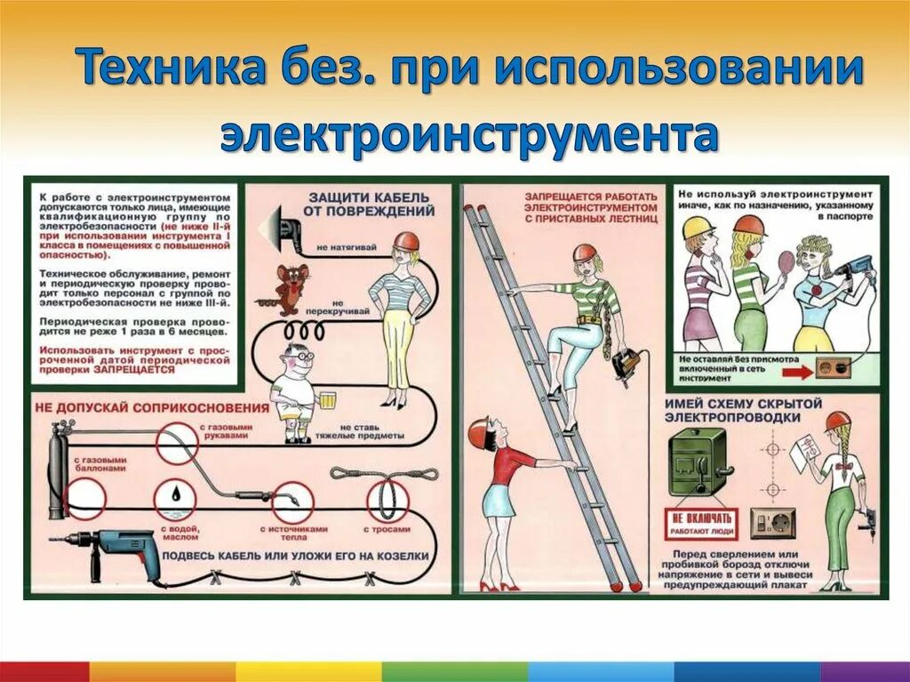 Переносные электроинструменты группа электробезопасности. Что запрещается при работе с электроинструментом. Плакаты электроинструмент электробезопасность. Техника электробезопасности презентация. Электробезопасность при работе с электроинструментом.