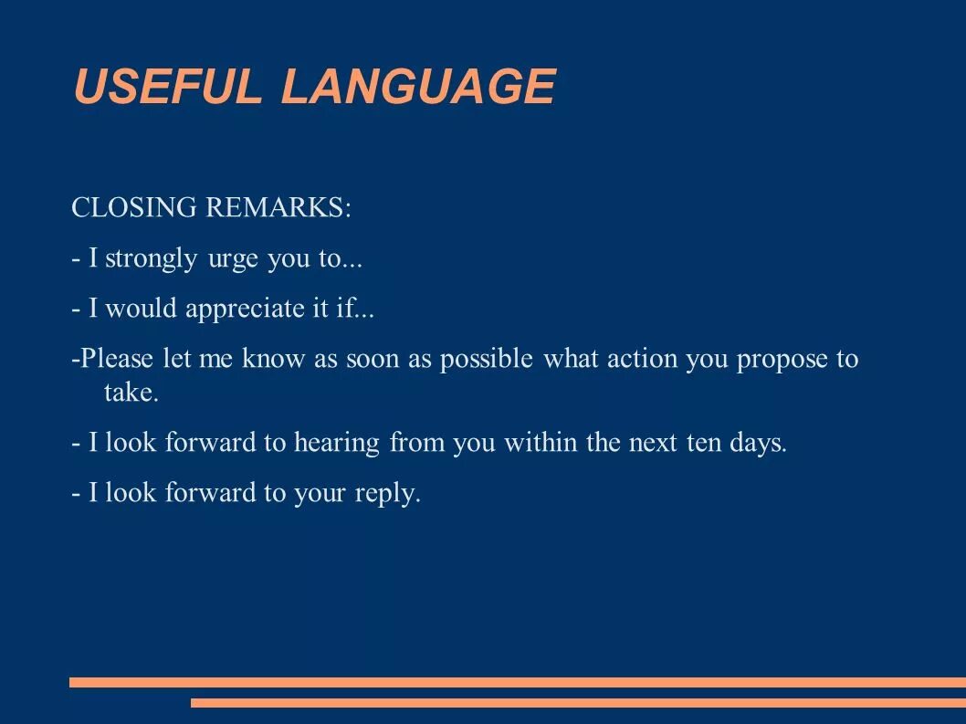 Useful language box