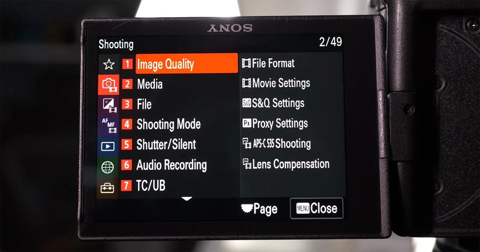 Menu system