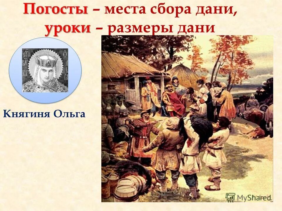 Как называется место сбора дани. Погосты княгини ольги. погосты размер дани ольги.