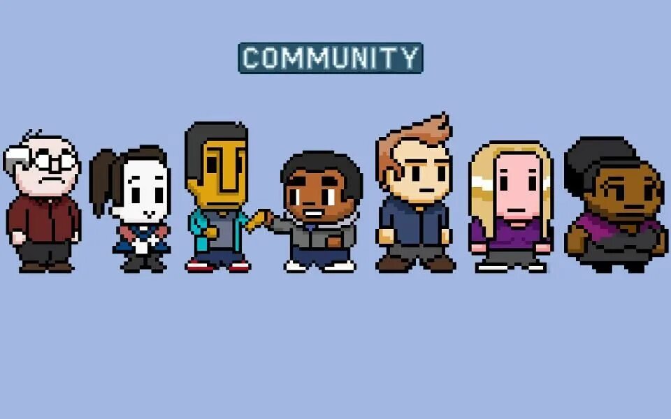 Community tvs. Комьюнити игра. 8 битный. 8 бит человек. community 8 bit episode.