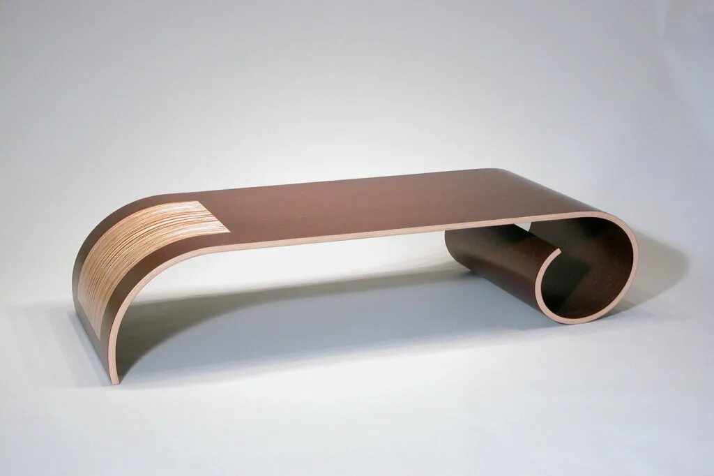 Креативная мебель. Гнутый стол. Стол из гнутого стекла «синтия-1». Стол гнутый. Изогнутые столешницы.