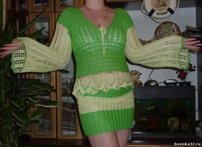 Вязаная туника. Форум вяжу. Похвастушки вязальные. Пряжа для вязания крючком. Девушка рукоделие.