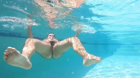Hairy man frolics and cums underwater! 