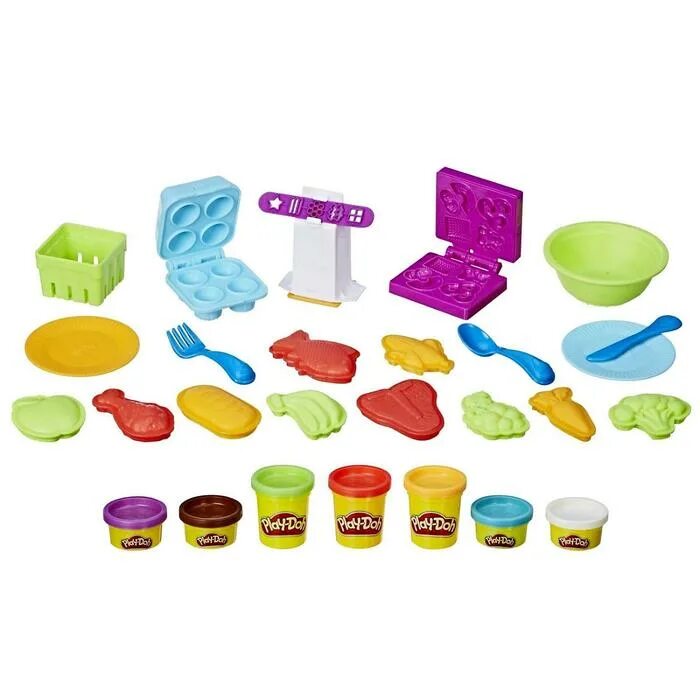 Набор для лепки Play-Doh "готовим обед". Набор для лепки Play-Doh "готовим обед", 27 предметов. Play Doh Хасбро. Плей дох пластилин. Купить наборы пластилина