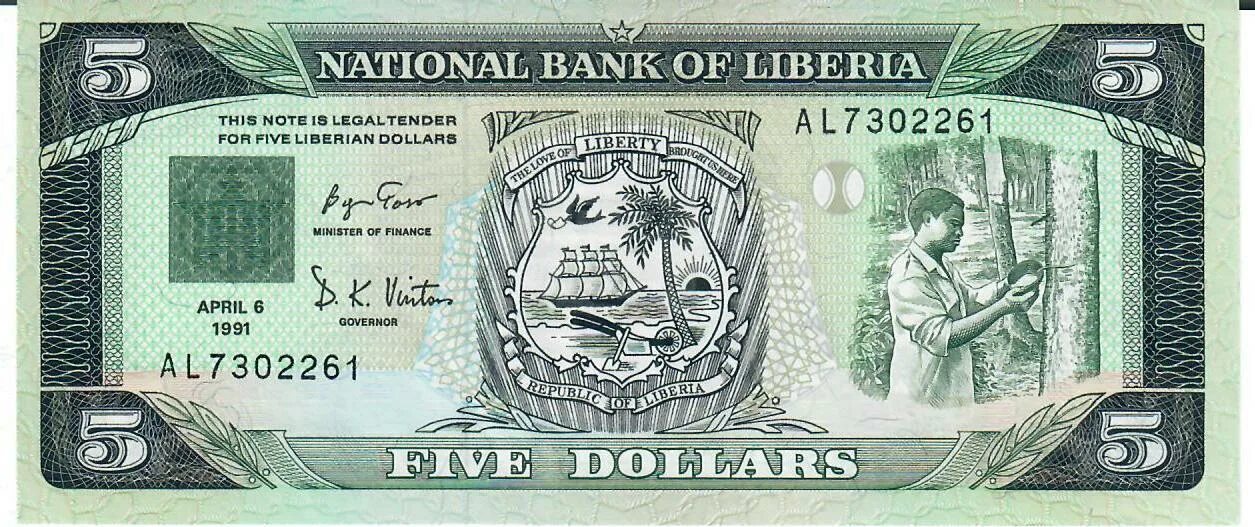 Либерийский доллар. Банкнота Либерии 5 долларов 1991. Либерия 5 долларов банкнота. Банкноты доллары Либерии. 4 5 dollars