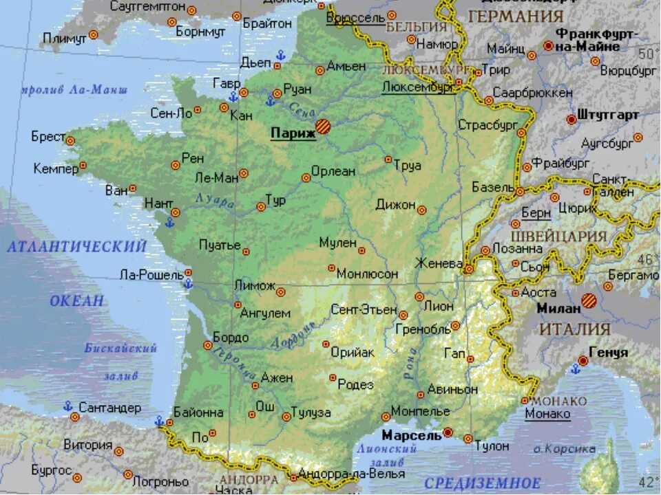 Какое море омывает францию. Географическое положение Франции карта. Физ карта Франции. Гео положение Франции. Географическая карта Франции.