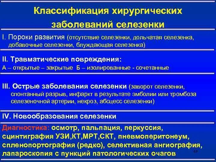 Болезнь селезенки симптомы. Заболевания селезенки классификация. Хирургические заболевания селезенки. Классификация патологии селезенки. Классификация хирургических заболеваний.