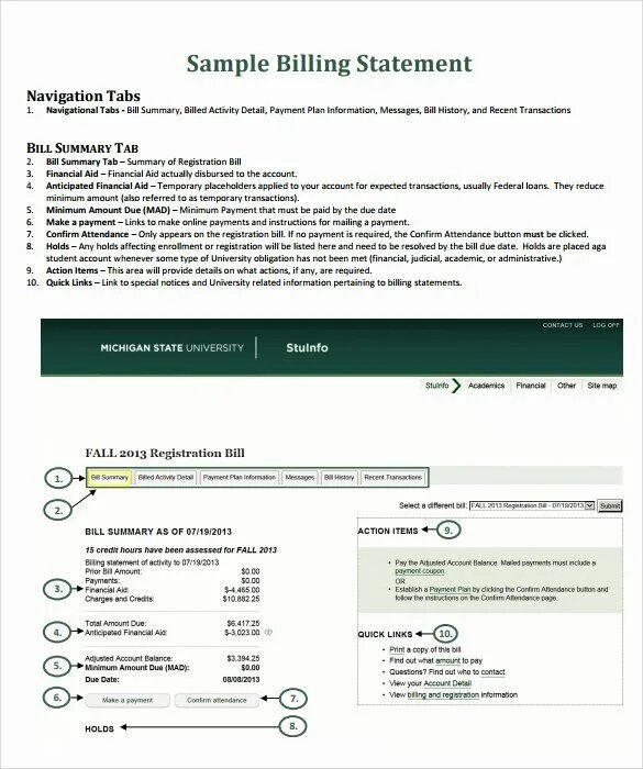 Bill in question. Billing statement. what is a billing statement. bill example. billing details.