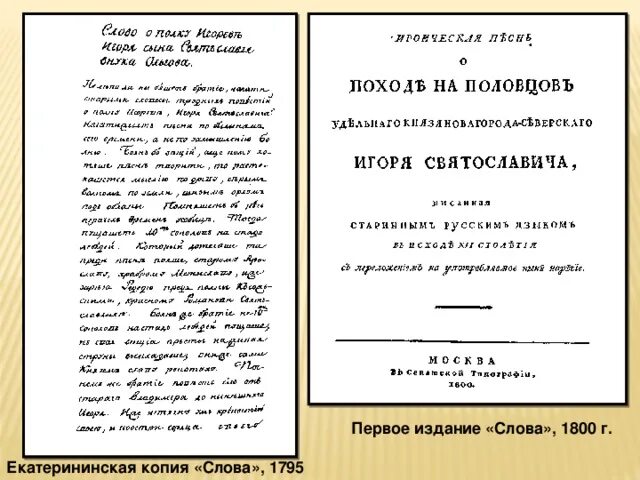 1800 словами. Екатерининская копия слова о полку Игореве. Первое издание «слова». Копии текст. Текст 1800 годов.