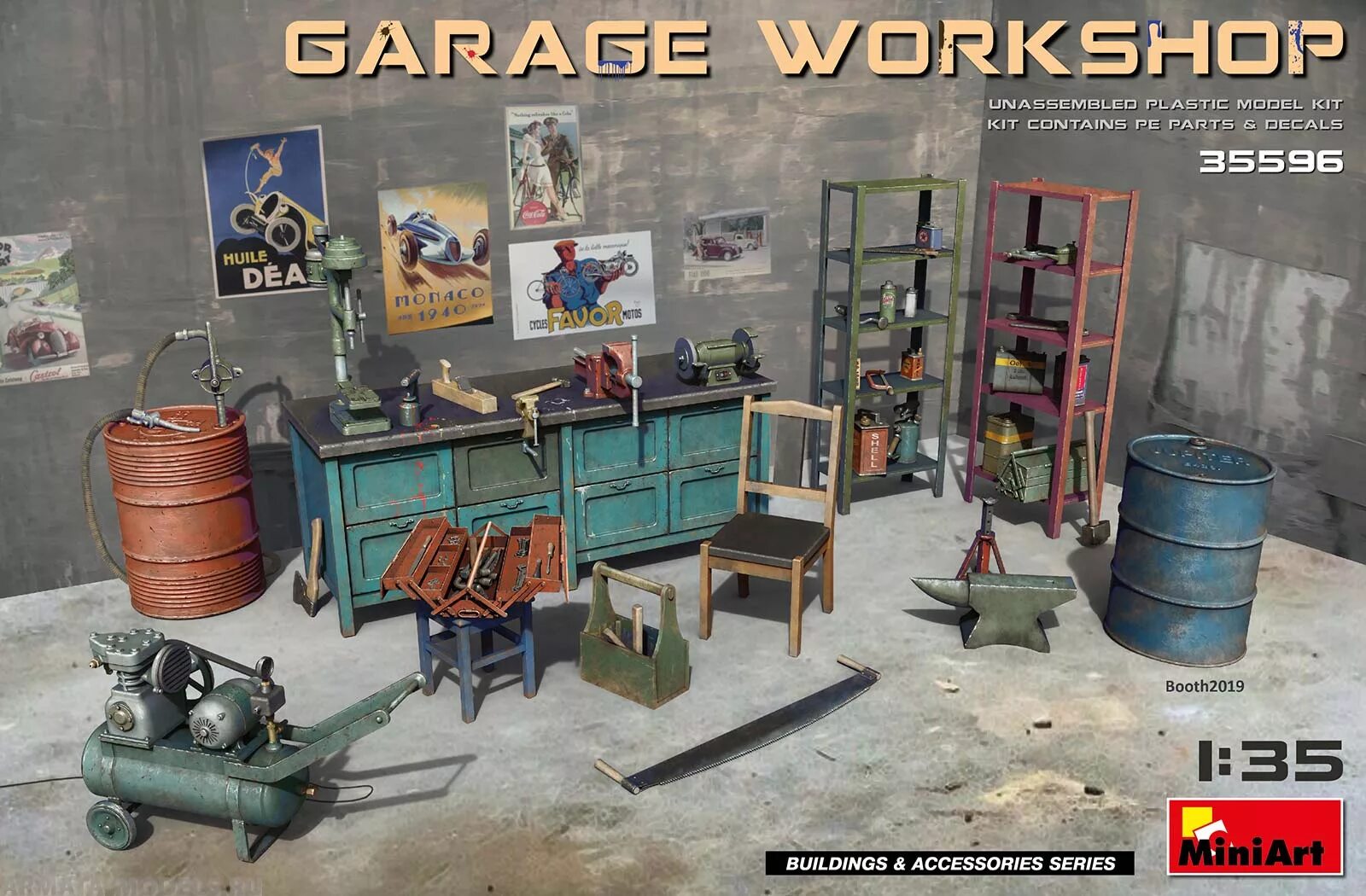 First work shop. Miniart garage workshop 35596. наборы миниарт мастерская. garage аксессуары. декали гаража для диорамы.