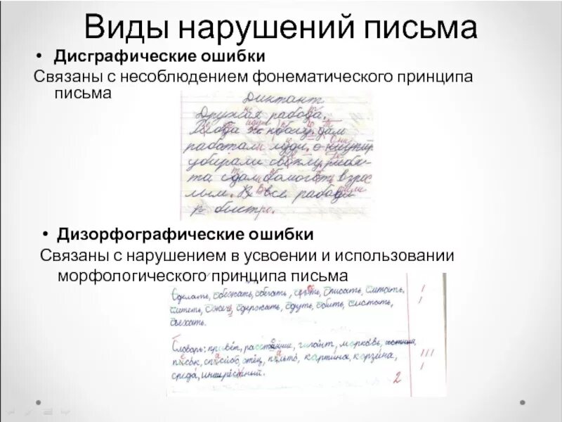Специфические ошибки письма при нарушении письма. Нарушение письма. виды нарушений письма. классификация дисграфических ошибок. дисграфические и дизорфографические.