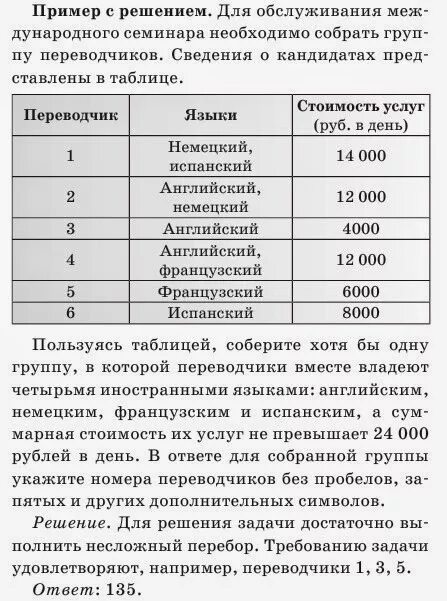 Для обслуживания международного семинара необходимо 12000. Пользуясь таблицей соберите одну группу переводчики 12000.