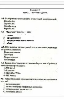 Тест обработка текстовой