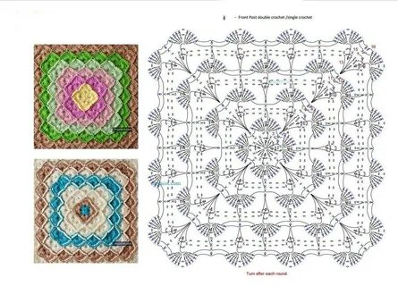 Вязаные крючком мотивы для пледа схемы
