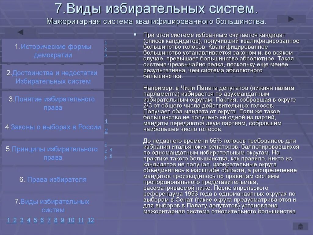 Система единственного непередаваемого голоса. Мажоритарная система квалифицированного большинства. Типы избирательных систем. Достоинства избирательной системы. Мандат избирательное право