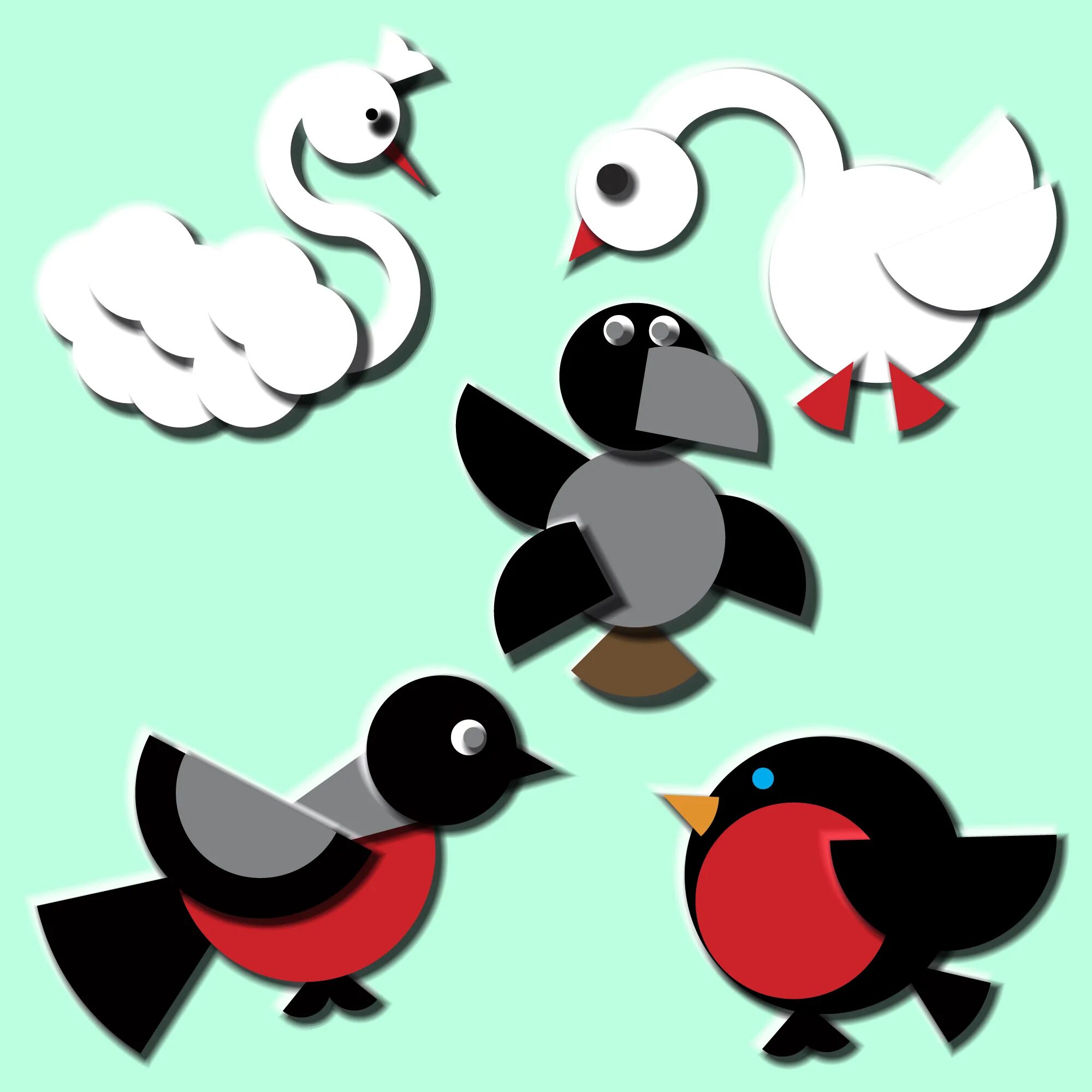 Аппликация из кругов шаблоны распечатать Pin von Paty Sanclemente auf proyecto pajaros