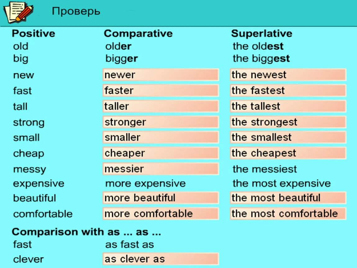 Tall формы прилагательного