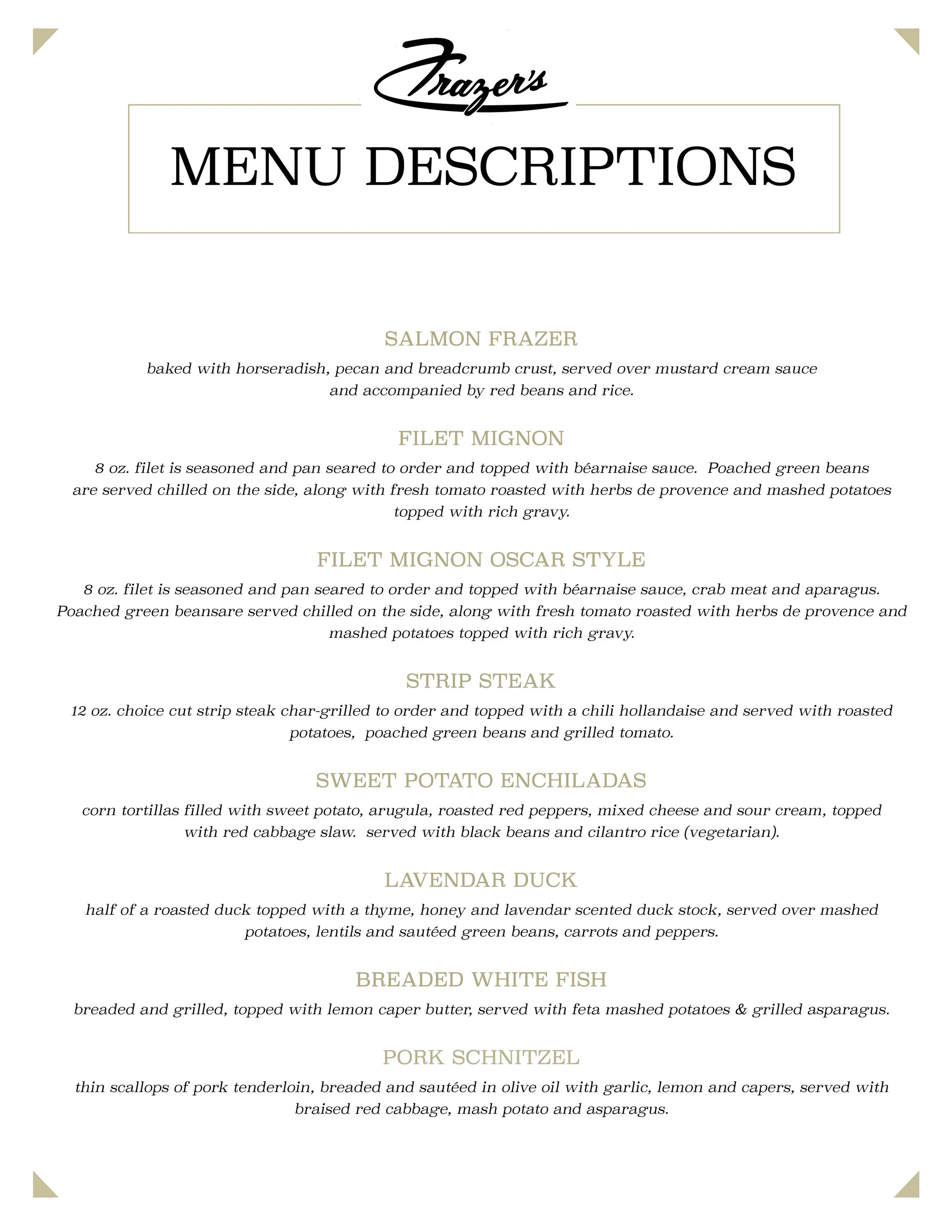 Menu description