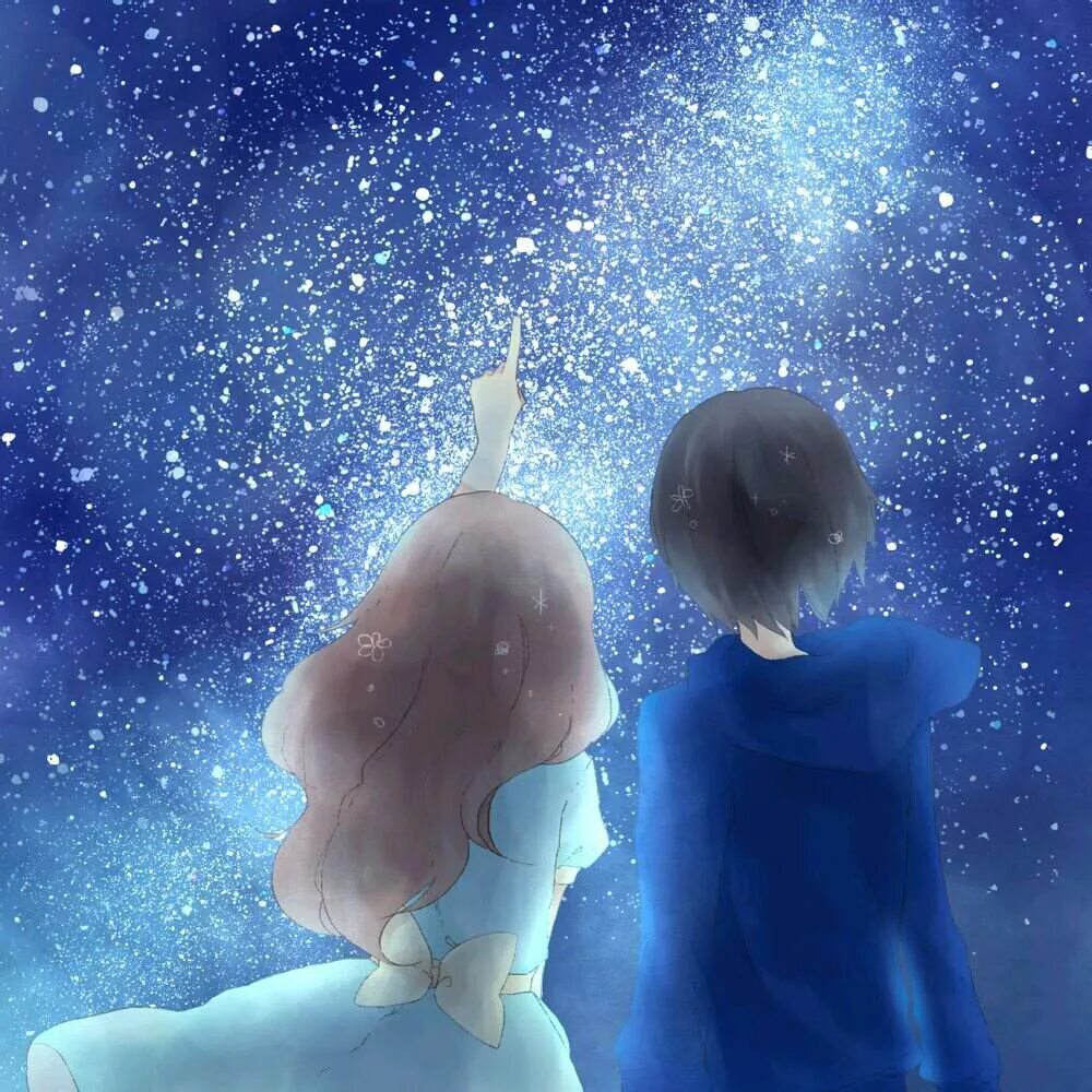 Мальчик и звездное небо. Девочка и звездное небо. Мальчик и девочка под звездами.
