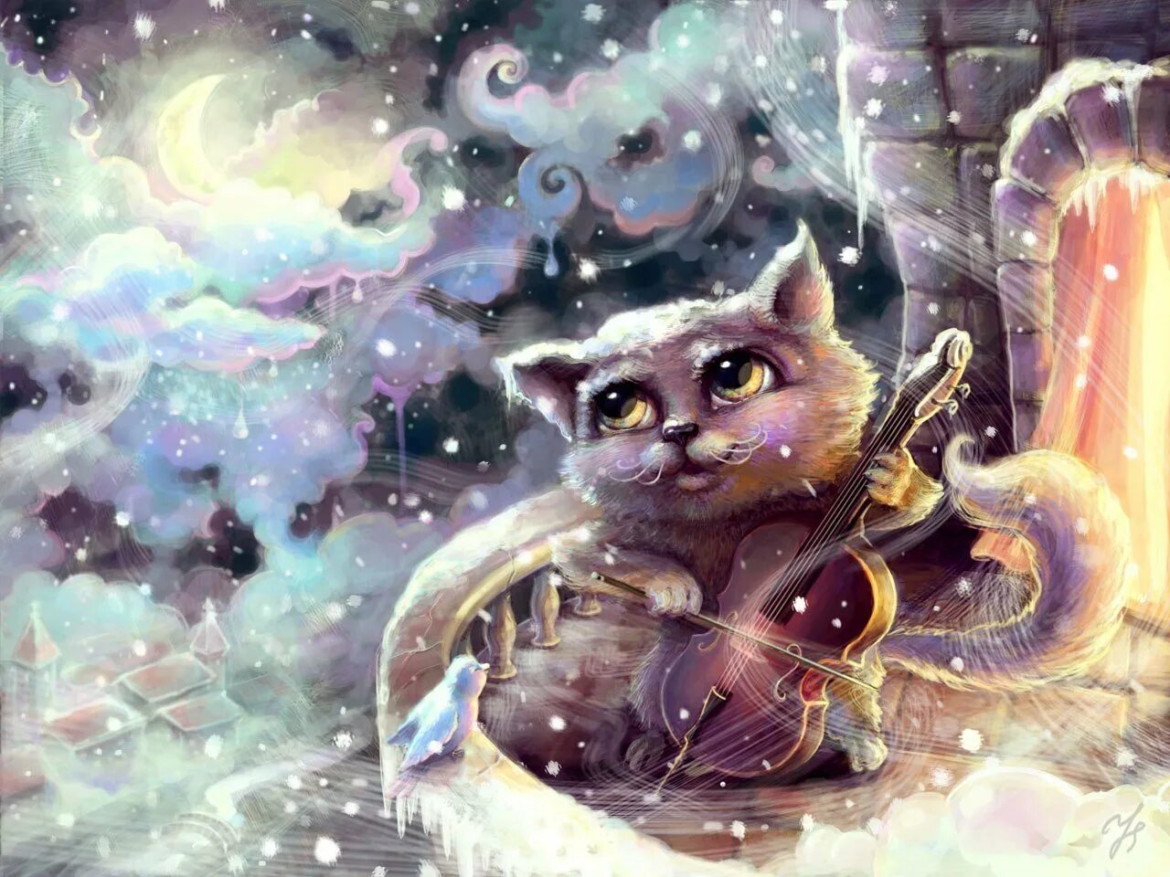 Сказочный кот. Магические котики. Волшебные коты. Новогодний котик арт. Сказочные кошечки
