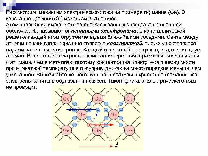 Атомы каких элементов имеют 2 валентных электрона. Полупроводники металлы примеры. Решётка кремния и Германия. Кристаллическая решетка электрический ток. Валентные электроны полупроводников.