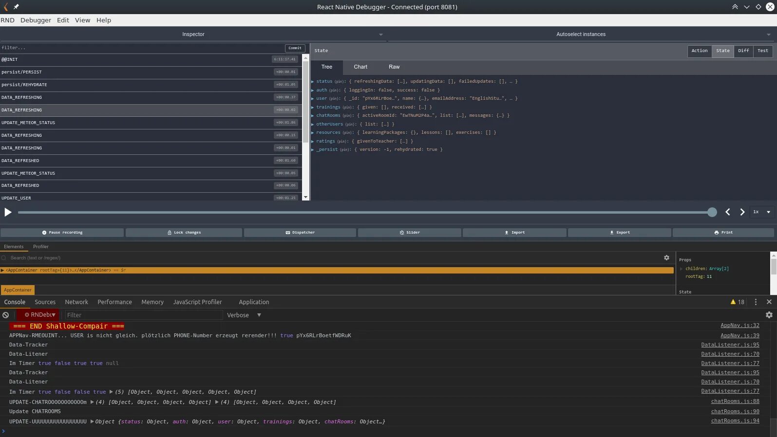 Redux devtools extension. React-native-debugger. панель redux. network redux приложения. react параметры пользователей.