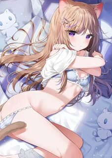 Anime 1414x1994 anime anime girls cat ears cat girl cat tail purple eyes un...