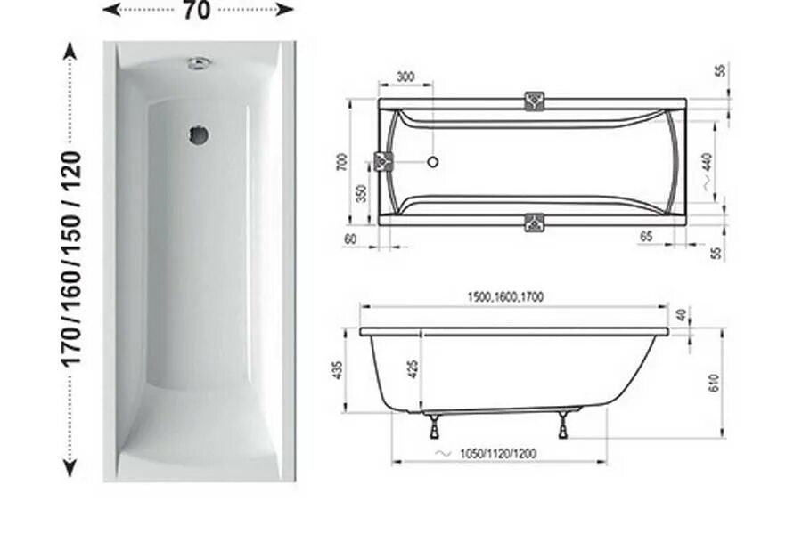 Стандартный размер чугунной ванной. Акриловая ванна Eurolux Афина 150x70. Ванна акриловая 170х70 высота. Габариты ванны 1700 акрил.