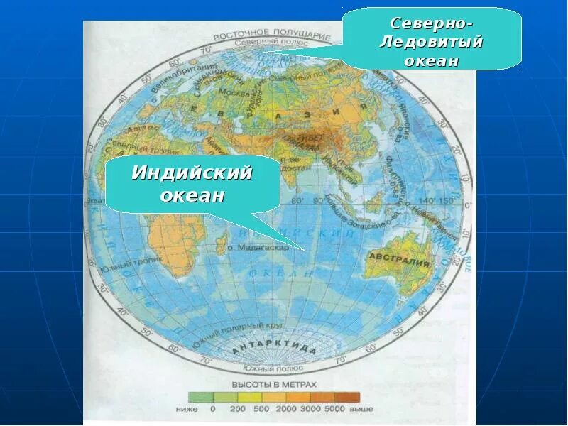 Какие океаны расположены в северном полушарии