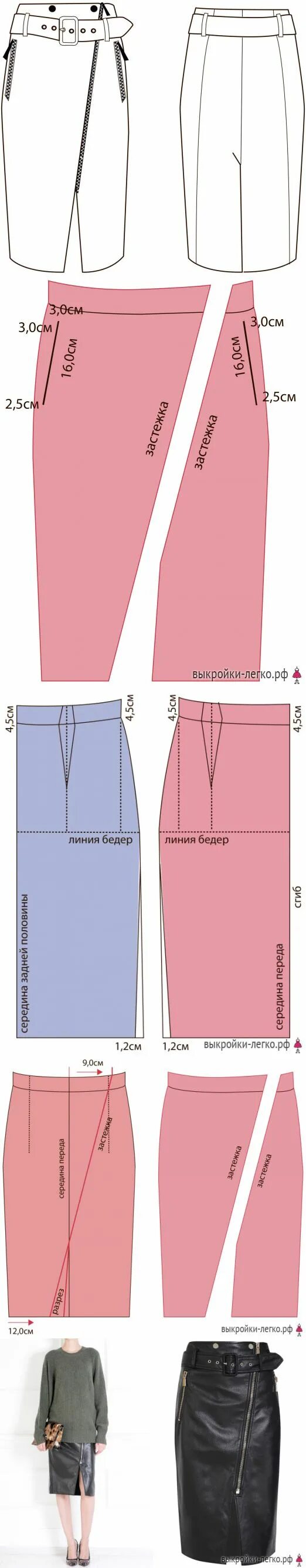 Выкройка юбки карандаш из трикотажа - В РИТМІ ЖИТТЯ Skirt pattern, Sewing tutori