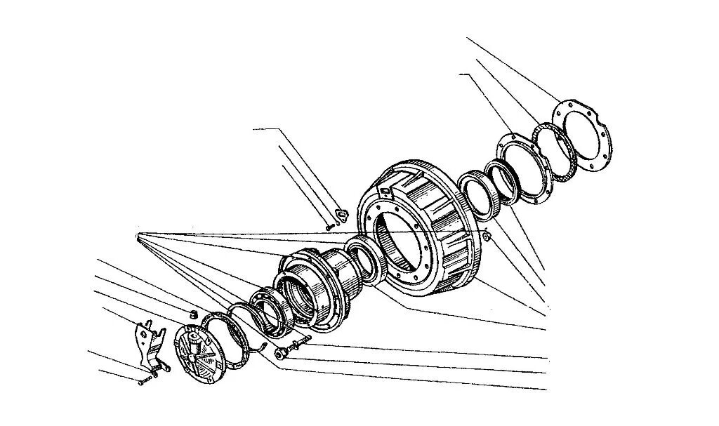 Ступица схема сборки. Задняя ступица Урал 4320. Ступица переднего колеса Урал 4320. Ступица Урал 4320 схема. Крепление ступицы Урал 4320.