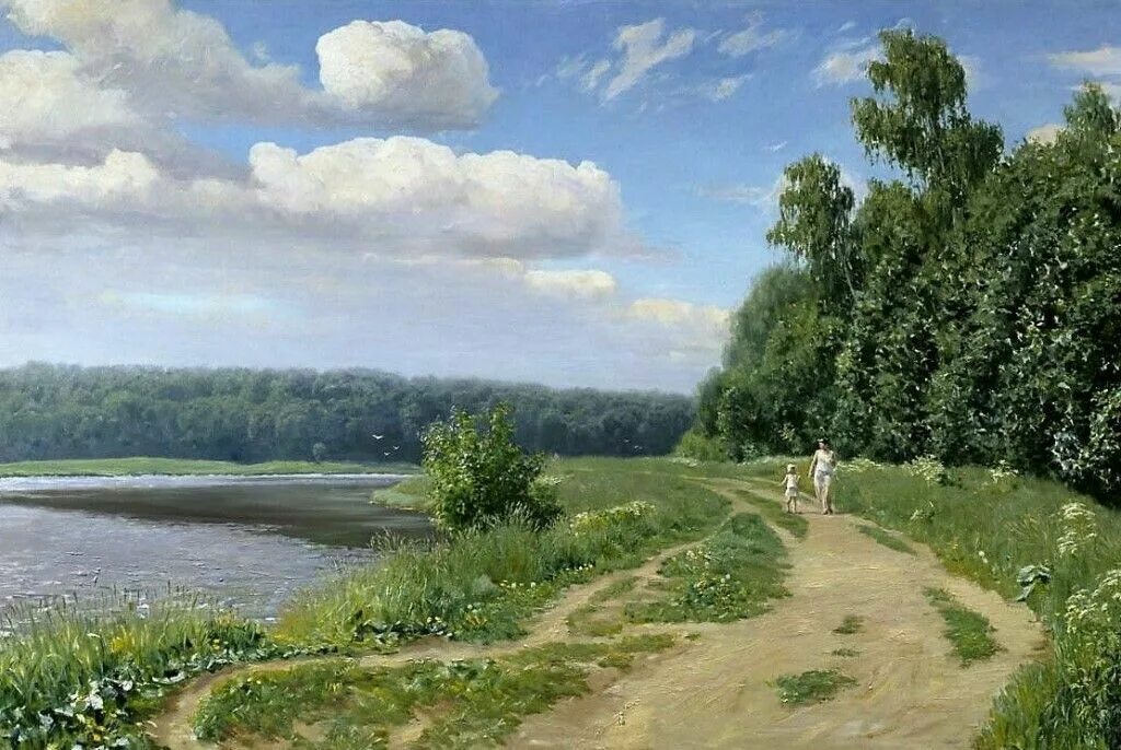 Картины художника день. Олег Путнин художник. Художник Путнин Олег Юрьевич. Олег Путнин художник лето. «Летний пейзаж с рекой» (1870 г.). Каменев.