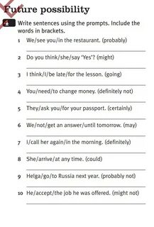 Write sentences using the words in brackets