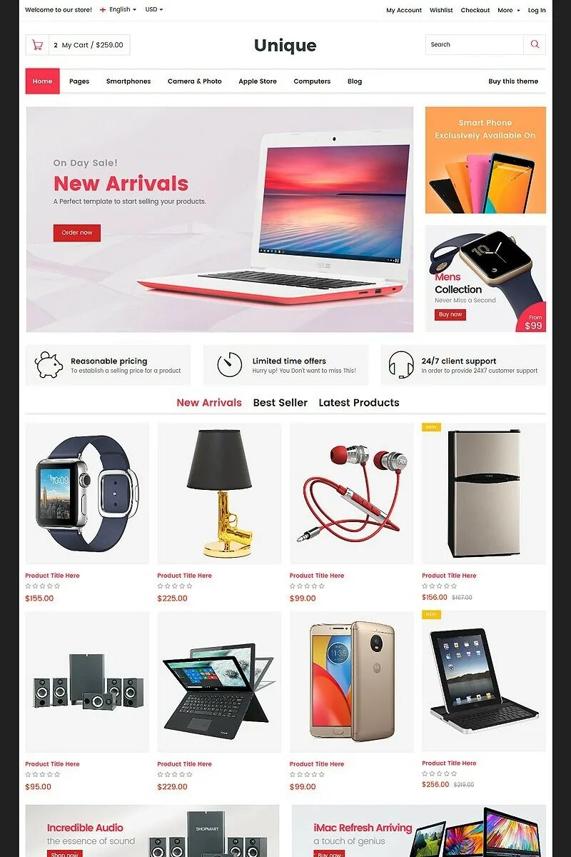 Сайты электроники. Unique магазин. Electronic shop Template. Unique сайт