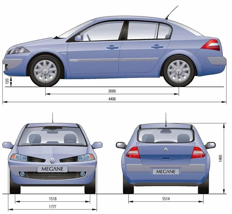 Какой длины рено логан. Renault Megane 2 габариты. Рено Меган 2 габариты. Рено Меган 2 хэтчбек габариты. Renault Megane 2 Размеры.