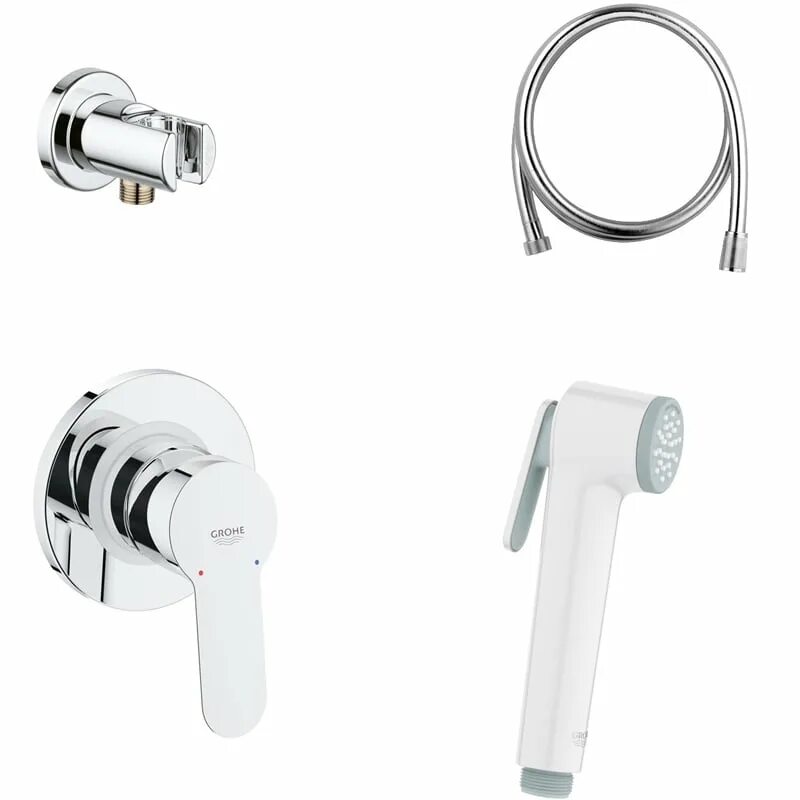 Смесители гигиенические белые. 123072 Grohe. Grohe BAUEDGE 124897.