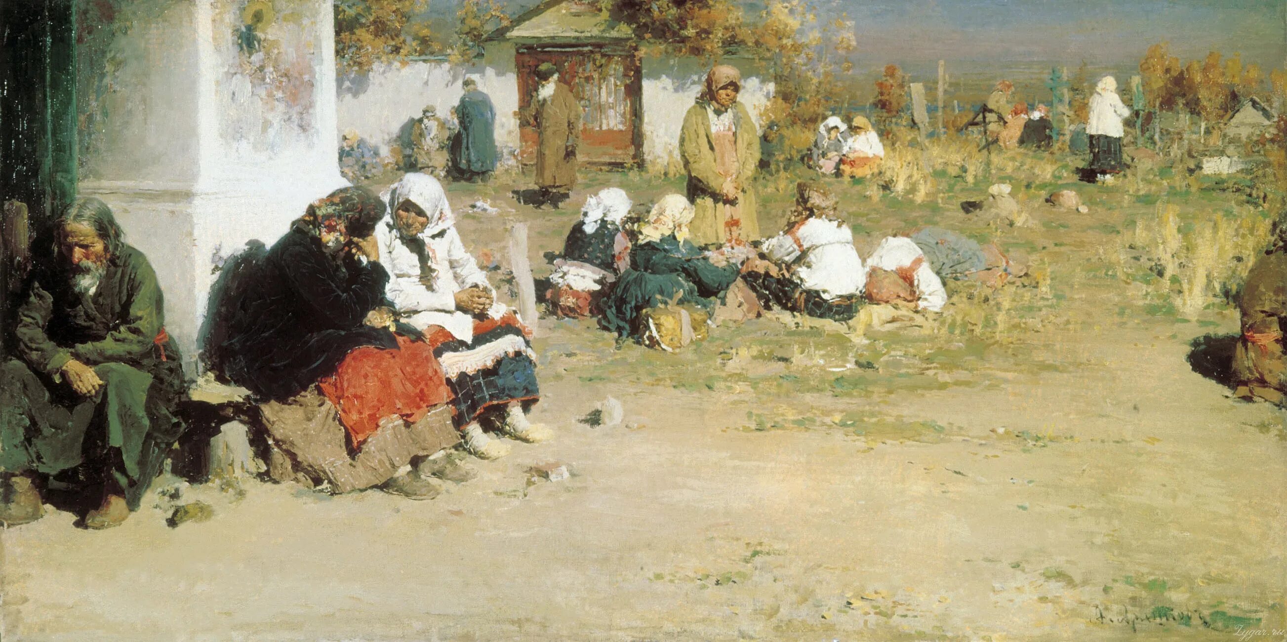 Радоница (перед обедней). А. Е. Архипов. 1892 Год.. Архипов Радоница.