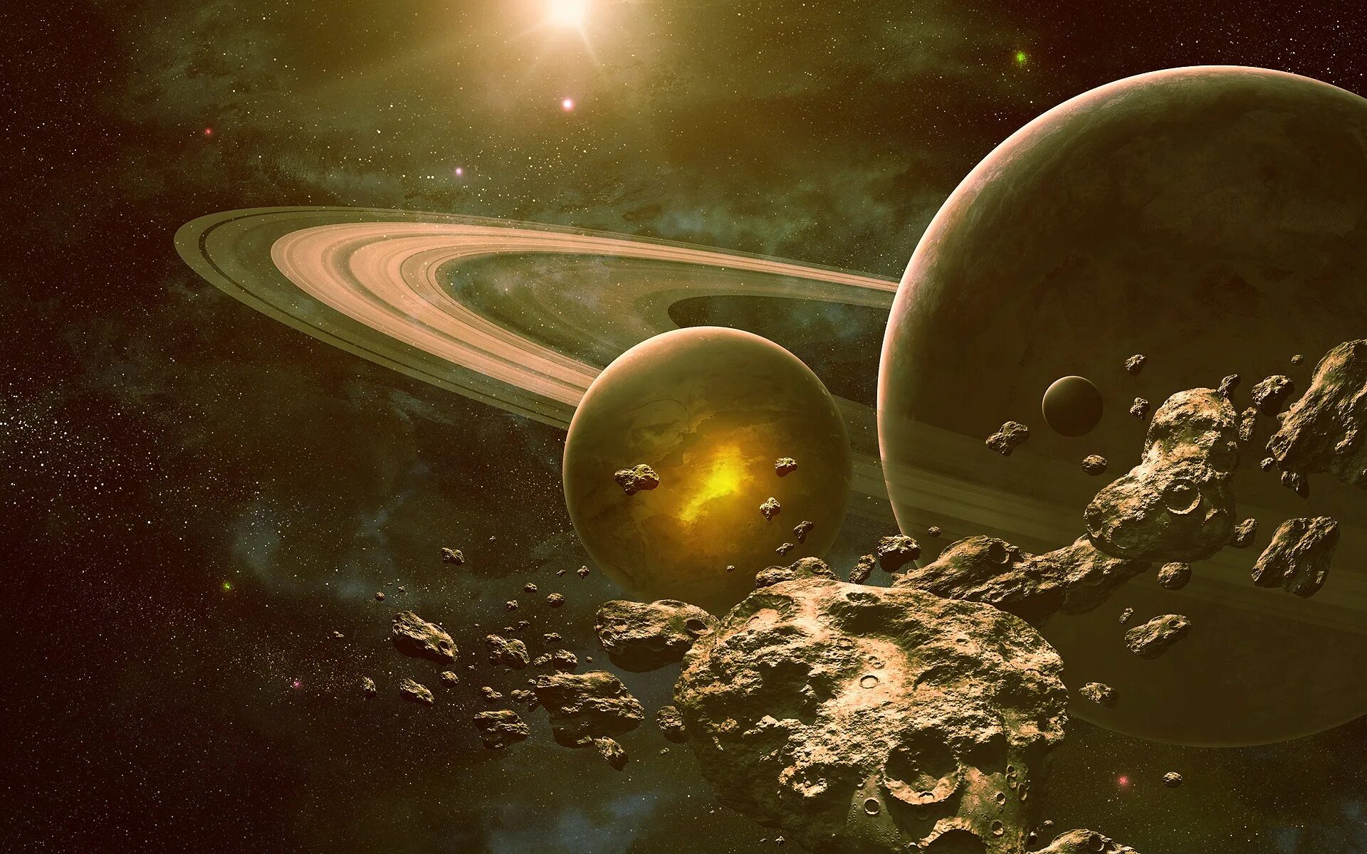 Картинки планет. Сатурн (Планета). Сатурн с астероидами. Сатурн карма. Космос планеты.